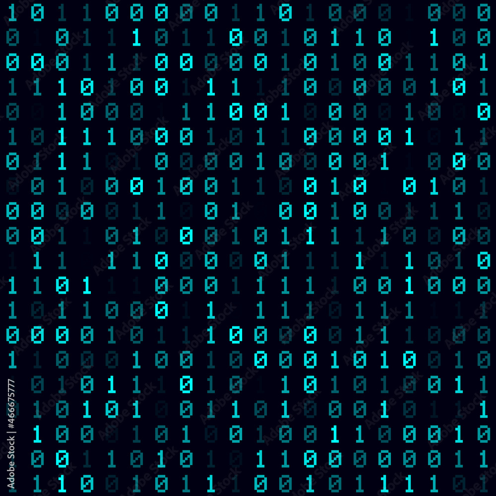 Poster matrix background. cyan-filled binary background. small-sized seamless pattern. neat vector illustra