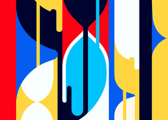 Fototapeta premium Banner with abstract hourglasses. Placard design in flat style.