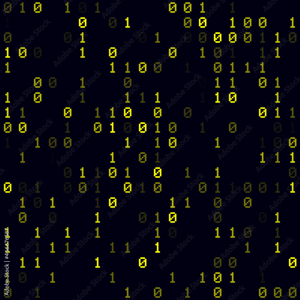 Poster technology background. yellow sparse binary background. small sized seamless pattern. artistic vecto
