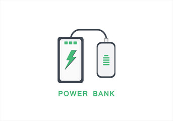 smartphone charging with powerbank vector icon design. power bank icon illustration with Battery 