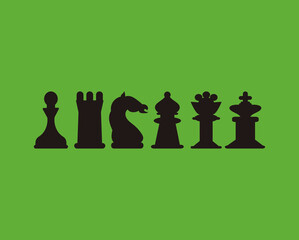 vector chess pieces in black and white