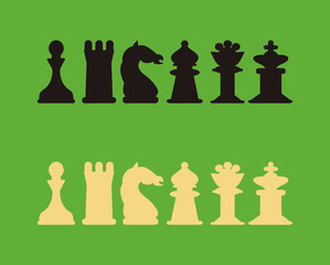 vector chess pieces in black and white