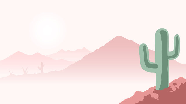 desert mountain scenery background with pastel pink shades ,this cute and catchy image is suitable for decorating your web pages, presentations, landing pages, etc