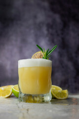 cocktail drink alcoholic whiskey sauer with lime