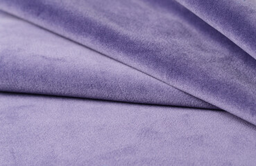Fototapeta premium Bright lilac velour textile sample. Fabric texture background