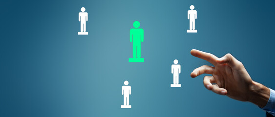hand presses the icons of people