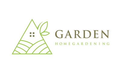 Modern Minimalist Home Gardening - Landscaping Logo Design Vector Icon Illustrations.