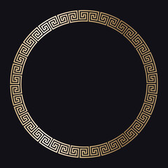 Greek gold frame on a black background, vector