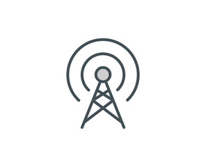 Line Antenna icon isolated on white background. Outline symbol for website design, mobile application, ui. Electronics pictogram. Vector illustration, editorial stroсk. 