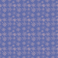 seamless pattern with snowflakes on blue background