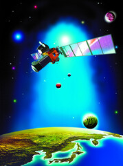 Naklejka premium 3D illustration of earth and science