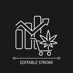 Global legal marijuana market white linear icon for dark theme. Spikes in cannabis consumption. Thin line customizable illustration. Isolated vector contour symbol for night mode. Editable stroke