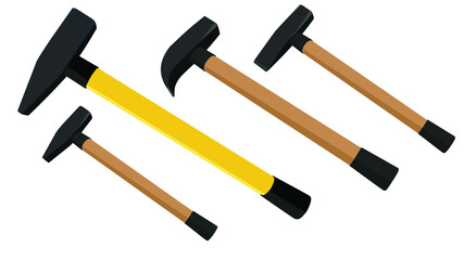 set of hammers isolated on white background, hammer vector illustration