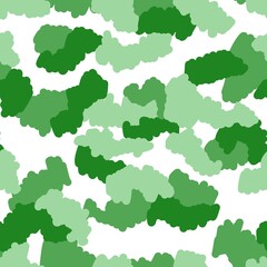 Abstract militaristic pattern of green spots on a white background hand-drawn. Design of fabric, textiles, uniforms, wallpaper, cover, background.