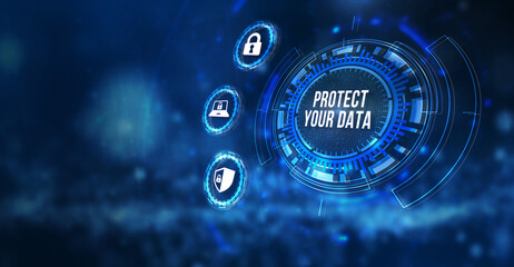 Internet, business, Technology and network concept. Cyber security data protection business technology privacy concept. 3d illustration