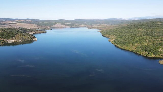 Aerial view of Pchelina Reservoir, Pernik Region, Bulgaria