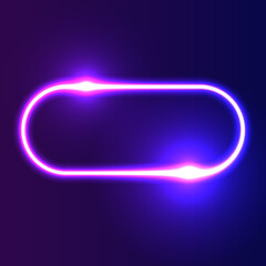 Futuristic Neon frame border. Purple neon glowing background