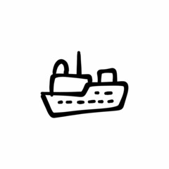 Dry cargo ship icon in vector. Logotype - Doodle