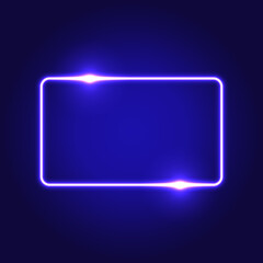 Futuristic Neon frame border. blue neon glowing background