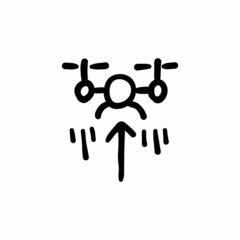 Flying drone icon in vector. Logotype - Doodle