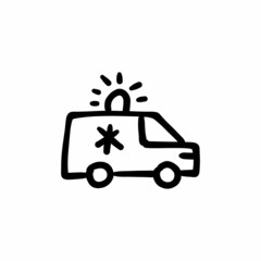 Rescue van icon in vector. Logotype - Doodle