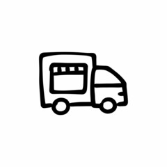 Vendor truck icon in vector. Logotype - Doodle