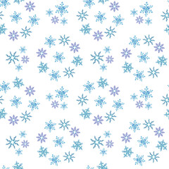 delicate snowflakes spinning in a circle, patterned winter snow, watercolor seamless pattern with snowflakes