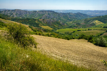 Obraz premium Rural landscape on the hills near Imola and Riolo Terme