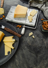 cheese table black background 