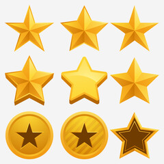 Obraz premium Set of golden star shape for game ranking