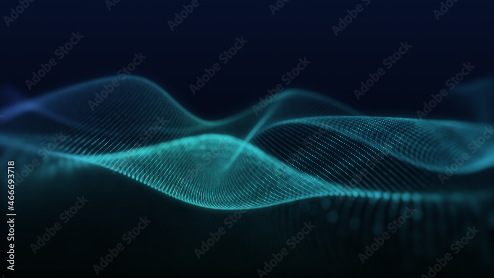 Poster beautiful abstract wave technology background with blue light, digital wave effect, corporate concep