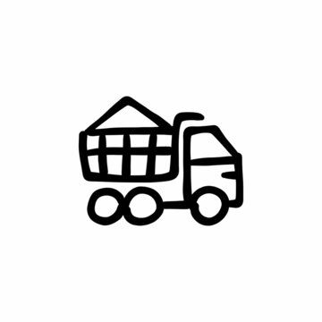 Stake Body Truck Icon In Vector. Logotype - Doodle