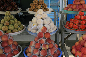 fruits stall in a market in vietnam