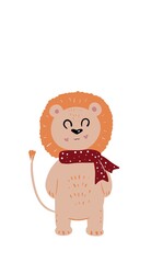 baby lion carton, сute winter lion, lion in scarf, christmas lion, cute lion