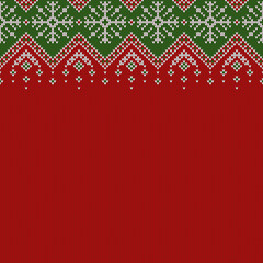 Christmas sweater background with copyspace. Horizontally seamless knitted pattern.