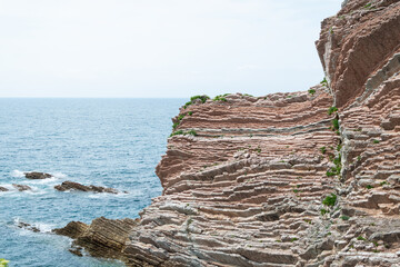 Sediment layers in the Zumaia flysch in the Bask Coast Geopark. Taken in Spain in July 2021