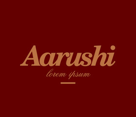 Aarushi company logo. Aarushi lettering vector logo.