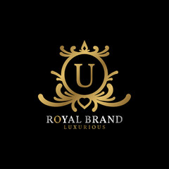 letter U royal crest vector logo design for luxurious brand