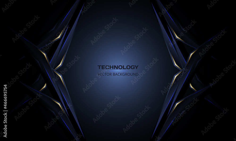 Poster 3d realistic abstract techno futuristic dark blue modern technology background with modern geometric