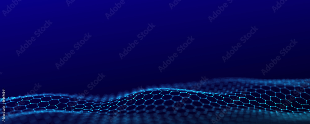 Poster Technological background . Network connection structure. Digital data communication. 3D