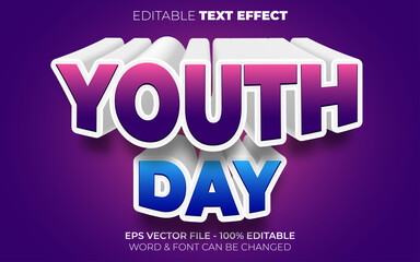 3d text effect youth day style theme. Editable text effect.