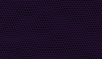 Black background and purple hexagon waves