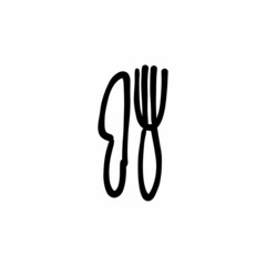 Fork and knife icon in vector. Logotype - Doodle