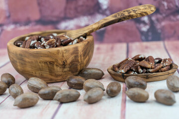 Frische braune Pekannüsse
