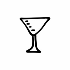 Cocktail glass icon in vector. Logotype - Doodle