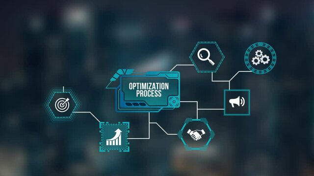 Internet, business, Technology and network concept. Optimization Software Technology Process System Business concept. Virtual button.