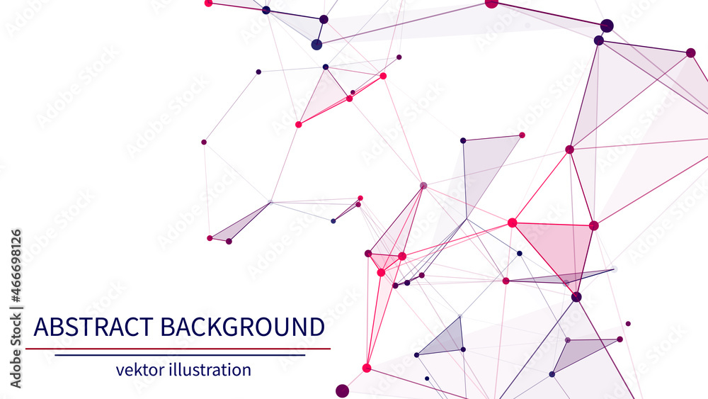 Poster Connection of dots and lines on a white background. Abstract vector illustration.