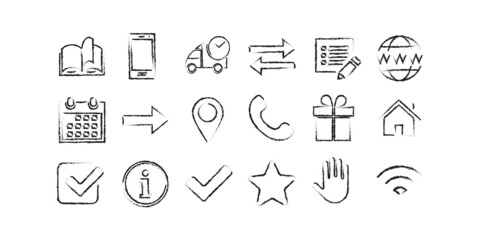 Set of vector icons in pencil style