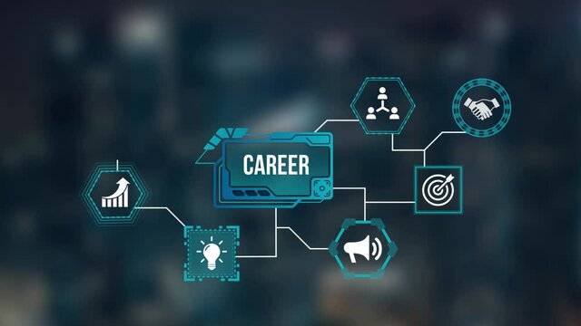 Internet, business, Technology and network concept.Coach motivate to career growth. Personal development, personal and career growth. Potential concepts. Virtual button.