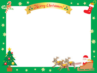 クリスマスの緑のフレームイラスト